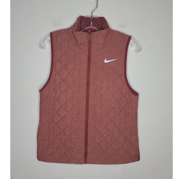 Nike Running Aerolayer terracotta red quilted vest with zipper pockets -  XS - Picture 1 of 6